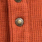 LL Bean Sweater Adult LARGE Orange Katahdin Iron Works Henley Waffle Knit Sherpa
