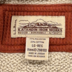 LL Bean Sweater Adult LARGE Orange Katahdin Iron Works Henley Waffle Knit Sherpa