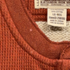 LL Bean Sweater Adult LARGE Orange Katahdin Iron Works Henley Waffle Knit Sherpa