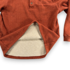 LL Bean Sweater Adult LARGE Orange Katahdin Iron Works Henley Waffle Knit Sherpa