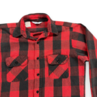 Vintage Five Brother Shirt Adult MEDIUM Red Black Flannel Buffalo Plaid USA 80s