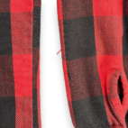 Vintage Five Brother Shirt Adult MEDIUM Red Black Flannel Buffalo Plaid USA 80s