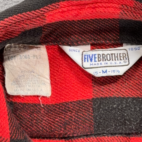 Vintage Five Brother Shirt Adult MEDIUM Red Black Flannel Buffalo Plaid USA 80s