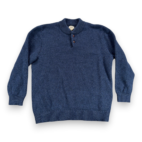 Vintage LL Bean Sweater Adult 2XL XXL Blue Lambs Wool Henley Chunky Knit Y2K