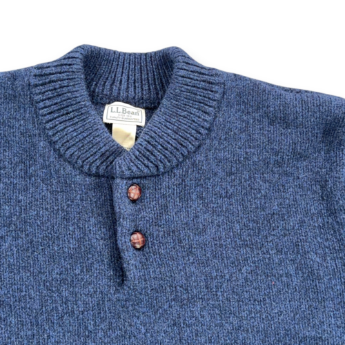 Vintage LL Bean Sweater Adult 2XL XXL Blue Lambs Wool Henley Chunky Knit Y2K-2 Vintage LL Bean Sweater Adult 2XL XXL Blue Lambs Wool Henley Chunky Knit Y2K