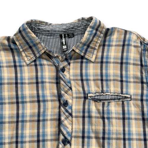 Ocean Current Shirt Adult MEDIUM Blue Yellow Plaid Gingham Cotton Button Up-2 Ocean Current Shirt Adult MEDIUM Blue Yellow Plaid Gingham Cotton Button Up