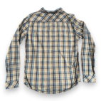 Ocean Current Shirt Adult MEDIUM Blue Yellow Plaid Gingham Cotton Button Up