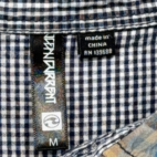 Ocean Current Shirt Adult MEDIUM Blue Yellow Plaid Gingham Cotton Button Up