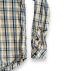 Ocean Current Shirt Adult MEDIUM Blue Yellow Plaid Gingham Cotton Button Up