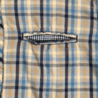 Ocean Current Shirt Adult MEDIUM Blue Yellow Plaid Gingham Cotton Button Up