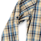 Ocean Current Shirt Adult MEDIUM Blue Yellow Plaid Gingham Cotton Button Up