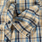 Ocean Current Shirt Adult MEDIUM Blue Yellow Plaid Gingham Cotton Button Up