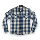 Free Nature Shirt Adult MEDIUM Blue Gray Cotton Buffalo Check Button Up