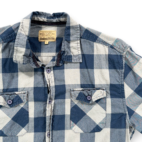 Free Nature Shirt Adult MEDIUM Blue Gray Cotton Buffalo Check Button Up