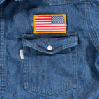 Carhartt Western Shirt Adult EXTRA LARGE Blue Denim Relaxed Fit Dark Wash Patch