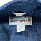 Carhartt Western Shirt Adult EXTRA LARGE Blue Denim Relaxed Fit Dark Wash Patch