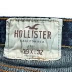 Hollister Jeans Mens 29x32 Blue Classic Straight Button Fly Dark Wash Distressed