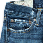 Hollister Jeans Mens 29x32 Blue Classic Straight Button Fly Dark Wash Distressed