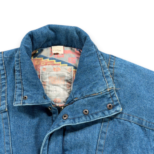 Vintage Todays News Jacket Adult LARGE Blue Jean Denim Southwest Aztec Lined 80s-2 Vintage Todays News Jacket Adult LARGE Blue Jean Denim Southwest Aztec Lined 80s