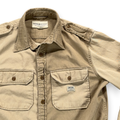 Ralph Lauren Denim Supply Shirt Adult SMALL Brown Military Tactical Epaulets-2 Ralph Lauren Denim Supply Shirt Adult SMALL Brown Military Tactical Epaulets