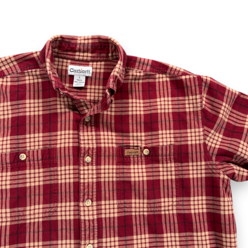 Vintage Carhartt Shirt Adult LARGE Red Brown Plaid Flannel Workwear Outdoor Y2K-2 Vintage Carhartt Shirt Adult LARGE Red Brown Plaid Flannel Workwear Outdoor Y2K