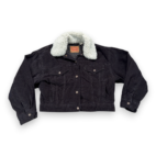 Levis Jacket Womens MEDIUM Brown Corduroy Sherpa Lined Trucker Cropped Western