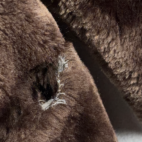 Vintage Lilli Ann Fur Coat Womens LARGE Brown Faux Double Breasted Satin USA 60s