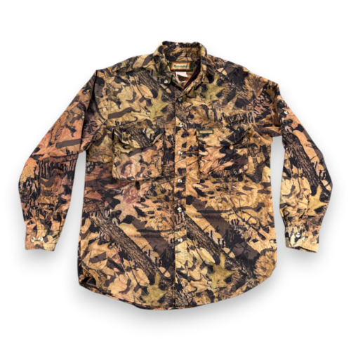 Vintage Remington Shirt Adult MEDIUM Brown Mossy Oak Forest Floor Camo 90s