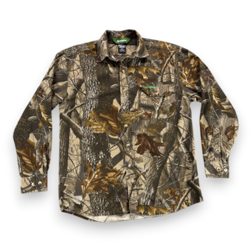 Remington Shirt Adult MEDIUM Brown Camo Hunting Realtree Hardwoods Outdoor Logo