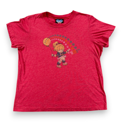 Vintage Rainbow Brite Shirt Womens MEDIUM Red Junk Food Stars Cartoon USA Y2K
