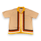 Paul Fredrick Shirt Adult EXTRA LARGE Brown Burnt Orange Striped Knit Retro Mod