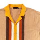 Paul Fredrick Shirt Adult EXTRA LARGE Brown Burnt Orange Striped Knit Retro Mod