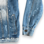 Rolling Paper Jacket Adult LARGE Blue Jean Denim Distressed Splatter Stoner