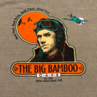 Vintage Big Bamboo Cafe Shirt Adult LARGE Brown Hilton Head Pilot WWII Plane 90s