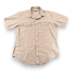 Vintage Karman Western Shirt Adult EXTRA LARGE Brown Striped Pearl Snap 80s