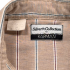 Vintage Karman Western Shirt Adult EXTRA LARGE Brown Striped Pearl Snap 80s