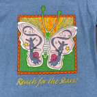 Vintage Butterfly Shirt Boys LARGE 14-16 Blue Reach For Stars Art USA 90s