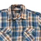 Vintage Envoy Shirt Adult LARGE Blue Brown Plaid Long Sleeve Permanent Press 80s