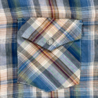 Vintage Envoy Shirt Adult LARGE Blue Brown Plaid Long Sleeve Permanent Press 80s