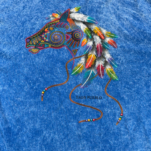 Vintage Taos Pueblo Shirt Adult 2XL XXL Blue Horse Feathers Acid Wash USA 90s-2 Vintage Taos Pueblo Shirt Adult 2XL XXL Blue Horse Feathers Acid Wash USA 90s