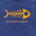 Surf Style Shirt Adult SMALL Blue Gulf Shores Alabama Fish Bones Skeleton Beach
