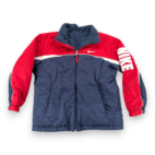 Vintage Nike Jacket Boys MEDIUM 10-12 Blue Red Reversible Puffer Fleece Y2K
