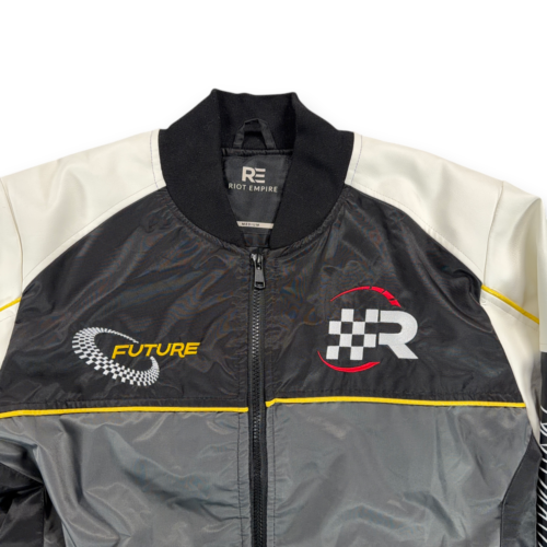 Riot Empire Jacket Adult MEDIUM Black White Gray Bomber Racing Worldwide Speed-2 Riot Empire Jacket Adult MEDIUM Black White Gray Bomber Racing Worldwide Speed