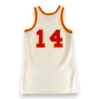 Vintage High School Basketball Jersey Adult SMALL White Red Trojans Spanjian 70s