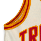 Vintage High School Basketball Jersey Adult SMALL White Red Trojans Spanjian 70s
