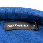 Paul Fredrick Shirt Adult EXTRA LARGE Blue Yellow Cotton Knit Zip Up Retro Mod