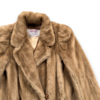 Vintage De Ball Fur Coat Womens SMALL Brown Faux Intrigue Long Union USA 80s