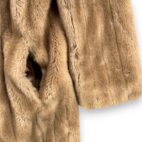 Vintage De Ball Fur Coat Womens SMALL Brown Faux Intrigue Long Union USA 80s