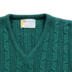 Vintage Man Lee Sweater Vest Adult EXTRA SMALL Green Cable Knit Acrylic USA 70s