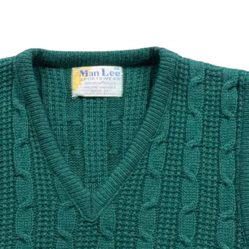 Vintage Man Lee Sweater Vest Adult EXTRA SMALL Green Cable Knit Acrylic USA 70s-2 Vintage Man Lee Sweater Vest Adult EXTRA SMALL Green Cable Knit Acrylic USA 70s